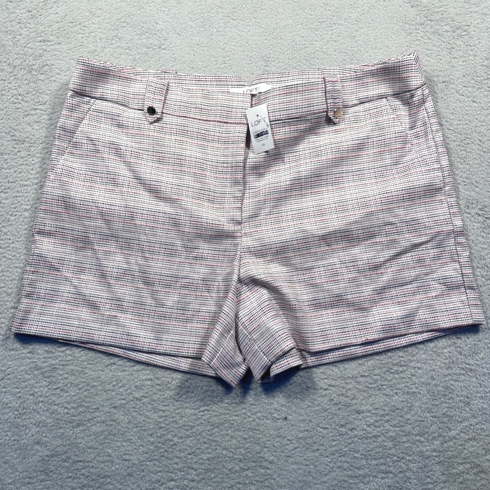 LOFT Riviera Shorts Womens‎ 14 Career Dressy Pockets White Red Blue